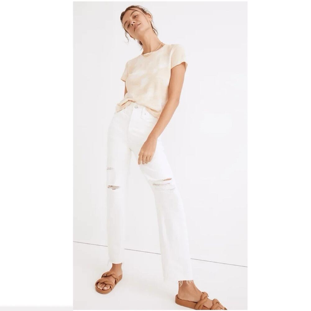Madewell Perfect Vintage Straight Jeans White Sz 29 Destroyed Boho Coastal